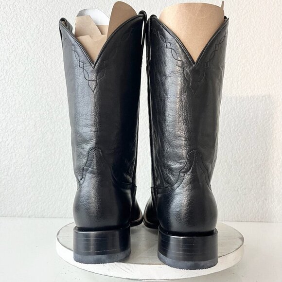 Rod Patrick Mens Cowboy Boots 9.5EE Black Buffalo Western Round Bex Toe 11" Tall - Picture 3 of 12